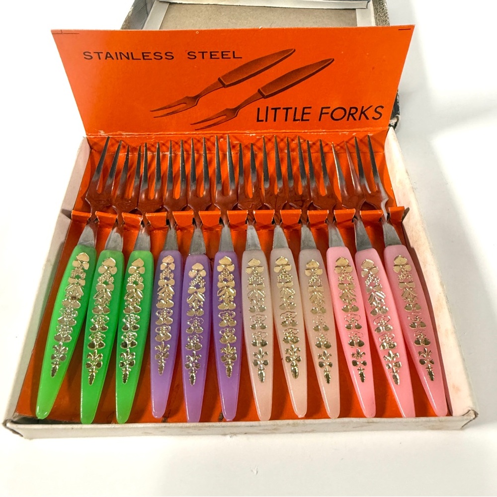 VTG Stainless Steel Little Forks - Colorful Floral Handles